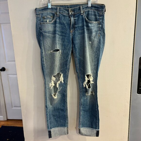 RAG & BONE Women's Distressed Detail Dre Boyfriend Jeans in Kennedy Size 29 - Picture 1 of 5